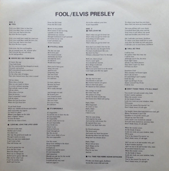 Elvis Presley - Elvis (Vinyl, LP, Album) Near Mint (NM or M-) / Very Good Plus (VG+)