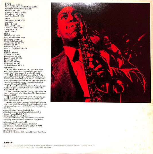 Charlie Parker - Bird / The Savoy Recordings (Master Takes) (2xVinyl, LP, Reissue, Compilation) Very Good Plus (VG+) / Good (G)