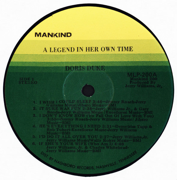 Doris Duke - A Legend In Her Own Time (Vinyl, LP, Album) Very Good (VG) / Very Good (VG)