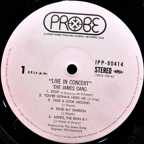 James Gang - Live In Concert (Vinyl, LP, Album, Stereo) Very Good Plus (VG+) / Very Good (VG)