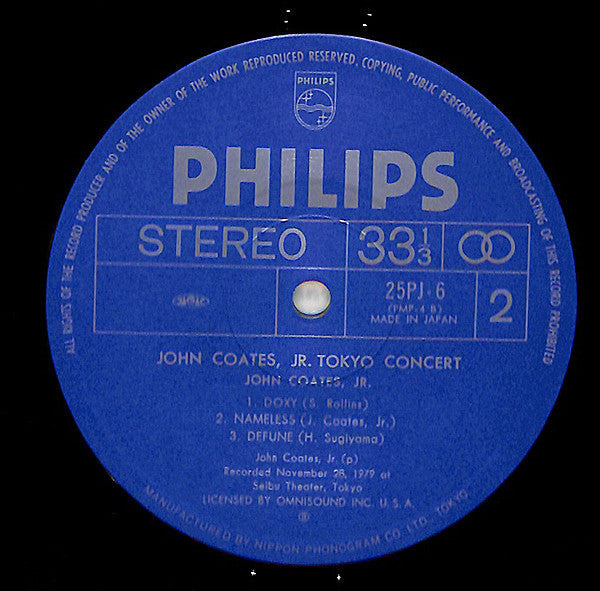 John Coates, Jr - Tokyo Concert (Vinyl, LP, Album) Very Good Plus (VG+) / Very Good Plus (VG+)