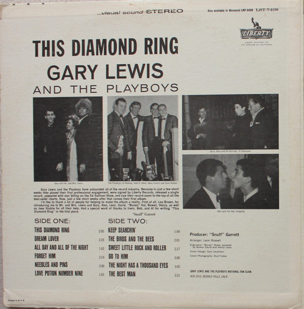Gary Lewis & The Playboys - This Diamond Ring (Vinyl, LP, Album, Stereo) Very Good Plus (VG+) / Good Plus (G+)