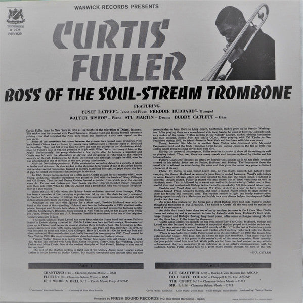 Curtis Fuller - Boss Of The Soul-Stream Trombone (Vinyl, LP, Album, Reissue, Stereo) Very Good Plus (VG+) / Very Good Plus (VG+)