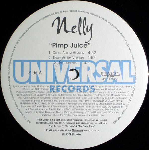Nelly - Pimp Juice (Vinyl, 12", Single, Promo) Very Good (VG) / Very Good (VG)