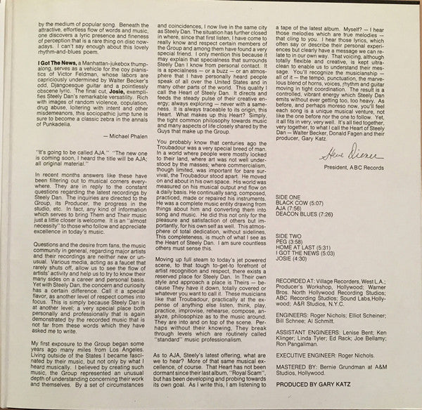 Steely Dan - Aja (Vinyl, LP, Album, Reissue, Stereo) Very Good Plus (VG+) / Very Good Plus (VG+)