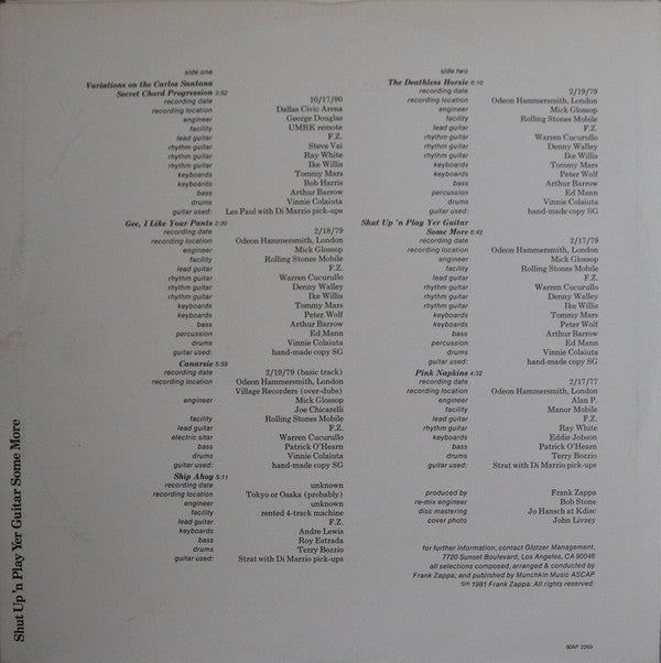 Frank Zappa - Shut Up 'n Play Yer Guitar (3xVinyl, LP, Album) Very Good Plus (VG+) / Very Good Plus (VG+)