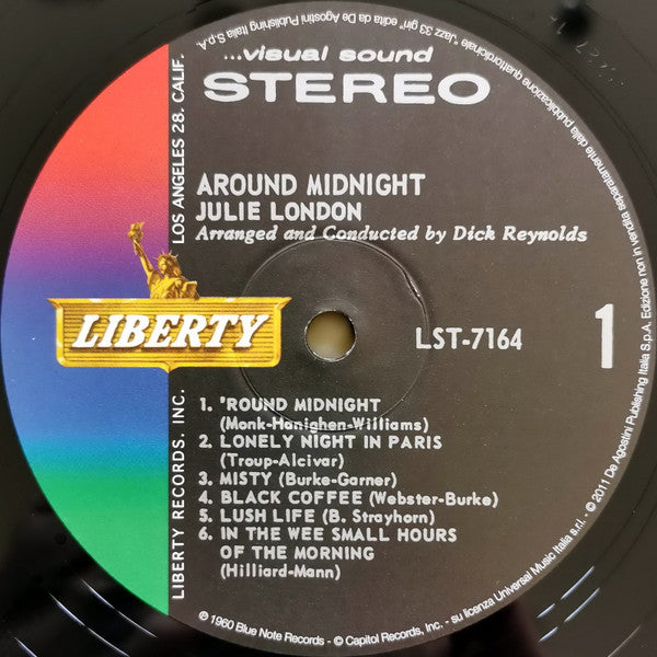 Julie London - Around Midnight (Vinyl, LP, Album, Reissue, Stereo) Good Plus (G+) / Fair (F)