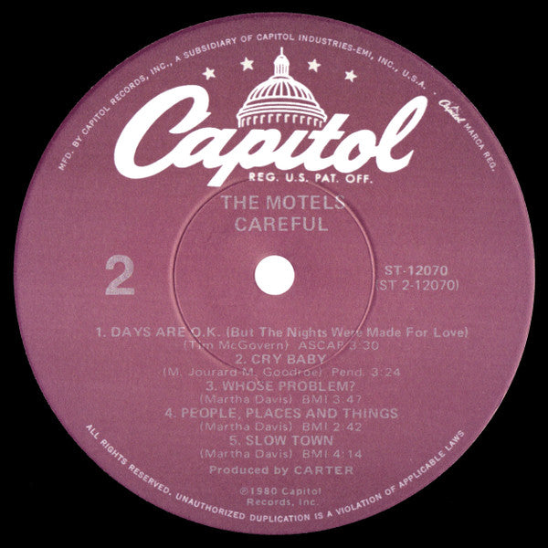 The Motels - Careful (Vinyl, LP, Album) Very Good (VG) / Very Good (VG)