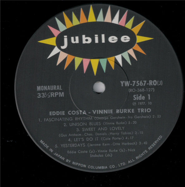 Eddie Costa - Vinnie Burke Trio - Eddie Costa - Vinnie Burke Trio (Vinyl, LP, Album, Reissue, Mono) Near Mint (NM or M-) / Very Good Plus (VG+)