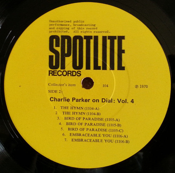 Charlie Parker - Charlie Parker On Dial Volume 4 (Vinyl, LP, Compilation, Mono) Very Good Plus (VG+) / Very Good (VG)