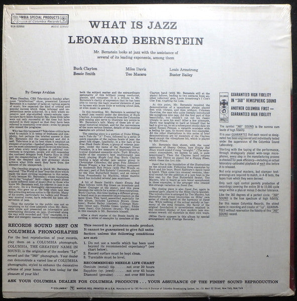 Leonard Bernstein - What Is Jazz (Vinyl, LP, Album) Very Good Plus (VG+) / Very Good Plus (VG+)
