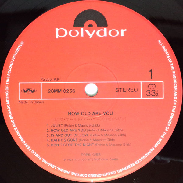 Robin Gibb - How Old Are You? (Vinyl, LP, Album, Stereo) Very Good Plus (VG+) / Very Good Plus (VG+)