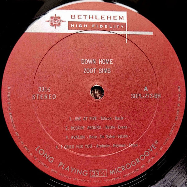 Zoot Sims - Down Home (Vinyl, LP, Album, Reissue, Stereo)
