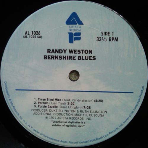 Randy Weston - Berkshire Blues (Vinyl, LP, Album) Very Good Plus (VG+) / Very Good (VG)