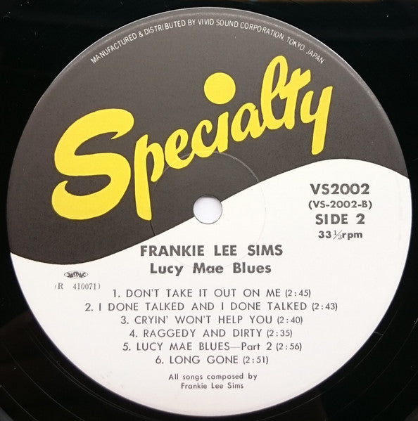 Frankie Lee Sims - Lucy Mae Blues (Vinyl, LP, Album, Reissue) Near Mint (NM or M-) / Good Plus (G+)