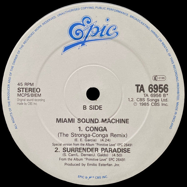 Miami Sound Machine - Falling In Love (Uh-Oh) (Vinyl, 12", 45 RPM, Single) Good Plus (G+) / Good Plus (G+)