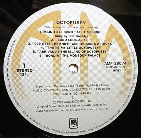 John Barry - 007／Octopussy = Octopussy (Original Motion Picture Soundtrack) (Vinyl, LP, Album) Very Good Plus (VG+) / Very Good Plus (VG+)