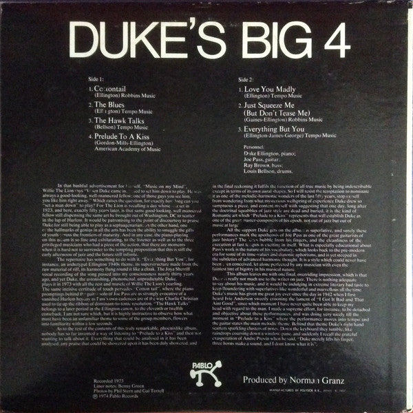 Duke Ellington - Duke's Big 4 (Vinyl, LP, Album) Very Good Plus (VG+) / Very Good (VG)