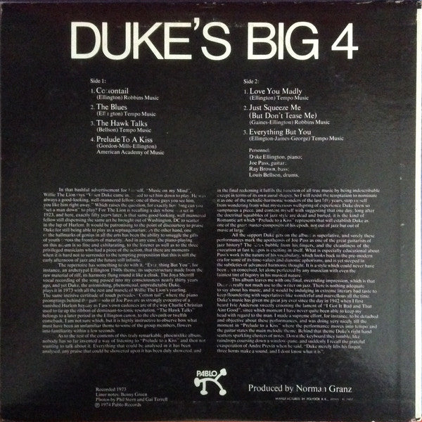 Duke Ellington - Duke's Big 4 (Vinyl, LP, Album) Very Good (VG) / Very Good (VG)