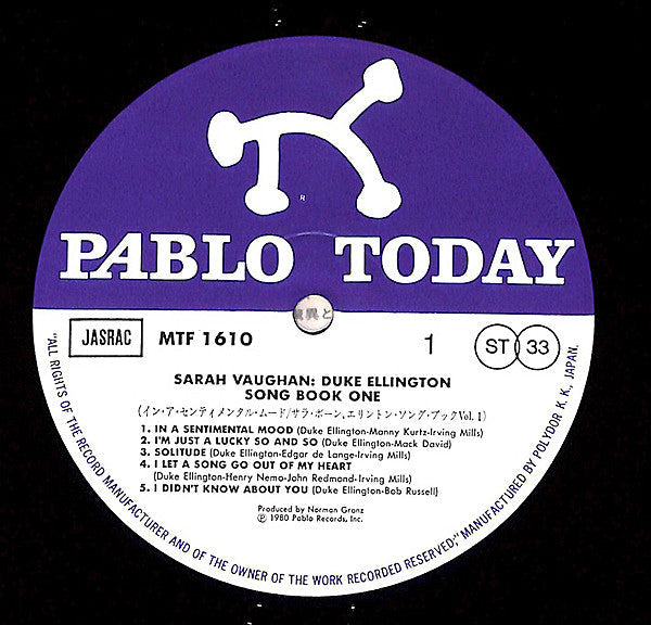 Sarah Vaughan - Duke Ellington Book One (Vinyl, LP, Album) Very Good Plus (VG+) / Very Good Plus (VG+)