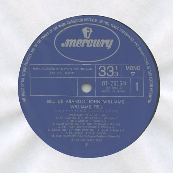 Bill De Arango - Williams Tell (Vinyl, LP, Compilation, Mono) Very Good Plus (VG+) / Very Good Plus (VG+)