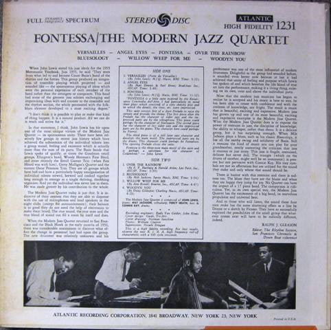The Modern Jazz Quartet - Fontessa (Vinyl, LP, Album, Repress, Stereo) Very Good (VG) / Very Good (VG)