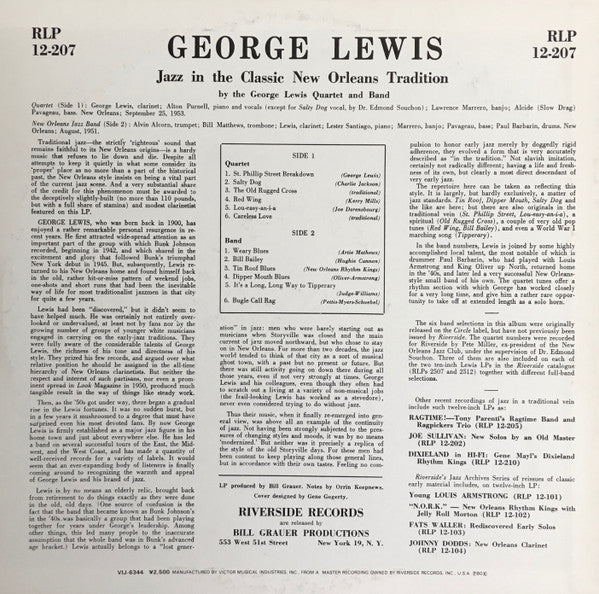 George Lewis (2) - Jazz In The Classic New Orleans Tradition (Vinyl, LP, Album, Reissue, Mono) Very Good Plus (VG+) / Very Good (VG)