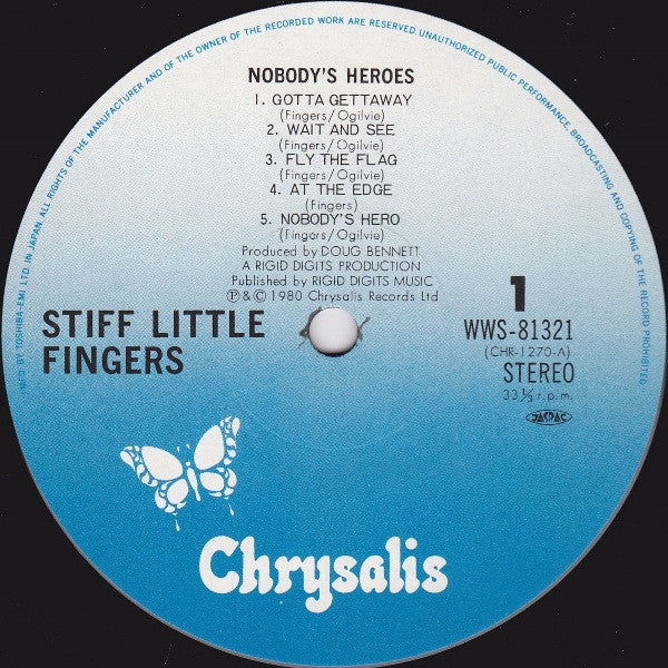 Stiff Little Fingers - Nobody's Heroes (Vinyl, LP, Album) Good Plus (G+) / Very Good (VG)
