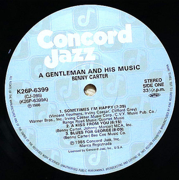 Benny Carter - A Gentleman And His Music (Vinyl, LP, Album, Stereo) Very Good (VG) / Very Good (VG)