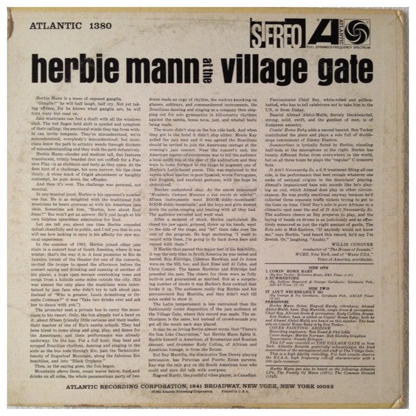 Herbie Mann - Herbie Mann At The Village Gate (Vinyl, LP, Album, Reissue, Stereo) Very Good (VG) / Very Good Plus (VG+)