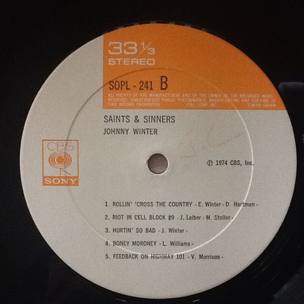 Johnny Winter - Saints & Sinners (Vinyl, LP, Album) Very Good (VG) / Good (G)