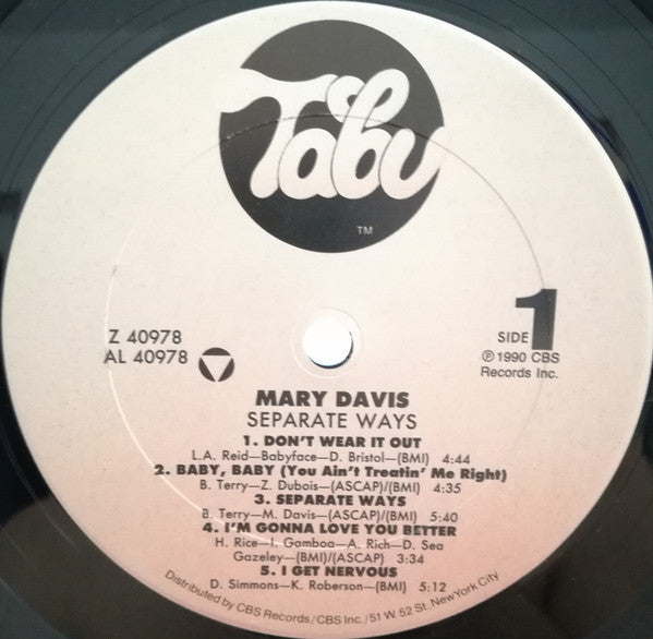 Mary Davis - Separate Ways (Vinyl, LP, Album) Very Good Plus (VG+) / Good Plus (G+)