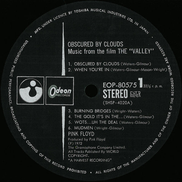 Pink Floyd - Obscured By Clouds = 雲の影 (Vinyl, LP, Album, Stereo)