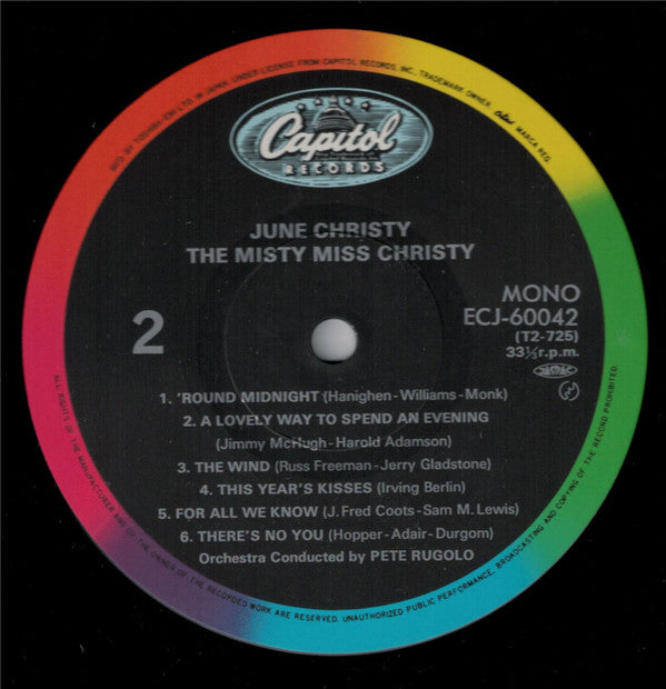 June Christy - The Misty Miss Christy (Vinyl, LP, Album, Reissue, Mono) Near Mint (NM or M-) / Very Good (VG)