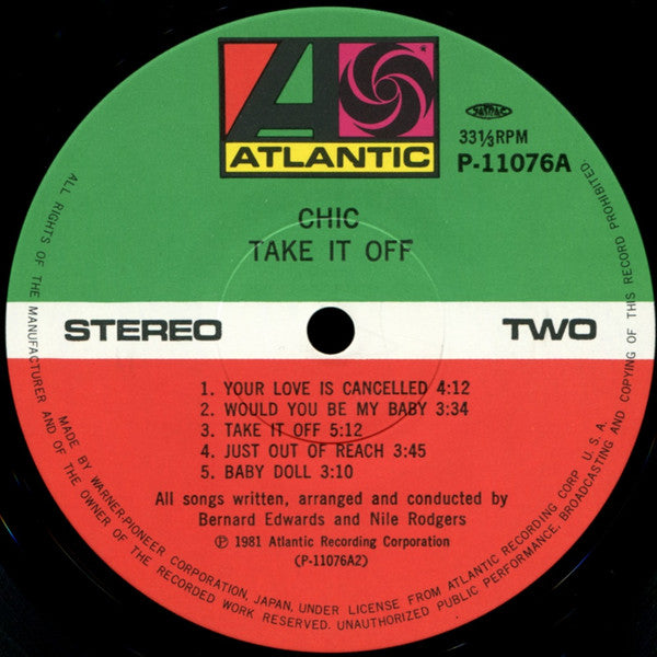 Chic - Take It Off (Vinyl, LP, Album) Very Good Plus (VG+) / Very Good (VG)