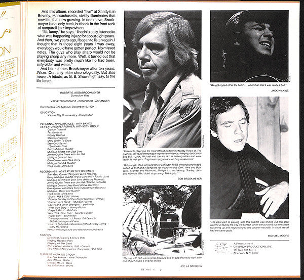 Bob Brookmeyer - The Bob Brookmeyer Small Band (2xVinyl, LP, Album) Very Good Plus (VG+) / Very Good (VG)
