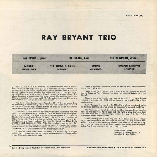 Ray Bryant Trio - Piano Piano Piano Piano... (Vinyl, LP, Album, Reissue, Mono) Very Good (VG) / Very Good (VG)