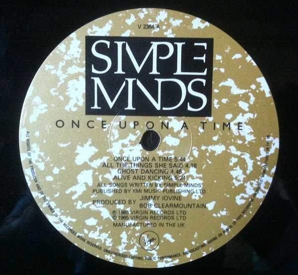 Simple Minds - Once Upon A Time (Vinyl, LP, Album, Stereo) Very Good (VG) / Very Good Plus (VG+)