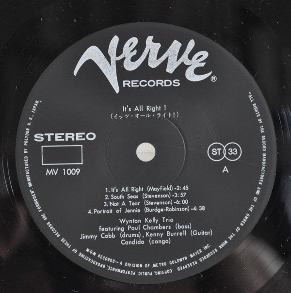 Wynton Kelly Trio - It's All Right! (Vinyl, LP, Album, Reissue, Stereo) Very Good (VG) / Very Good (VG)