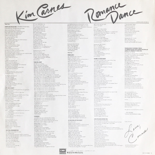 Kim Carnes - Romance Dance (Vinyl, LP, Album, Stereo) Very Good Plus (VG+) / Very Good Plus (VG+)