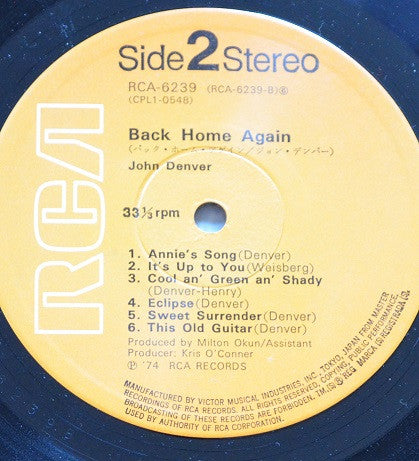 John Denver - Back Home Again (Vinyl, Stereo, LP, Album)