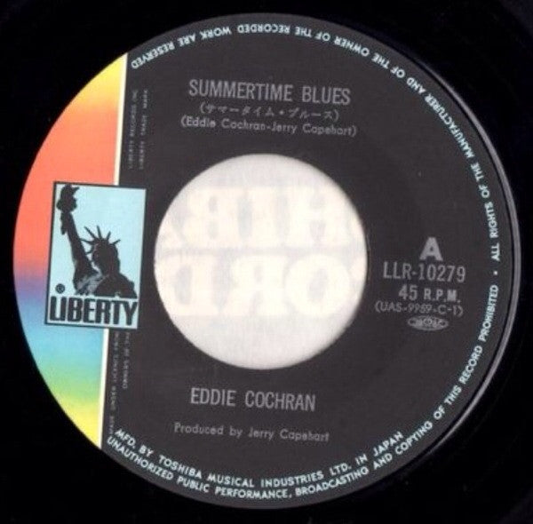 Eddie Cochran - Summertime Blues (Vinyl, 7", Single, 45 RPM) Very Good Plus (VG+) / Very Good (VG)