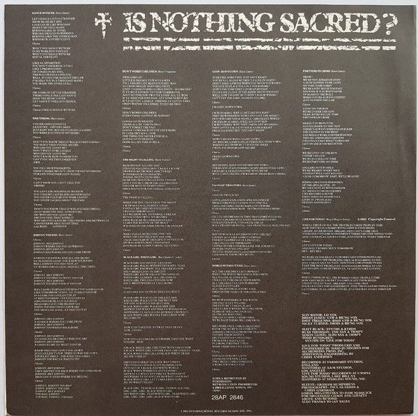 Lords Of The New Church - Is Nothing Sacred? (Vinyl, LP, Album, Promo) Near Mint (NM or M-) / Near Mint (NM or M-)
