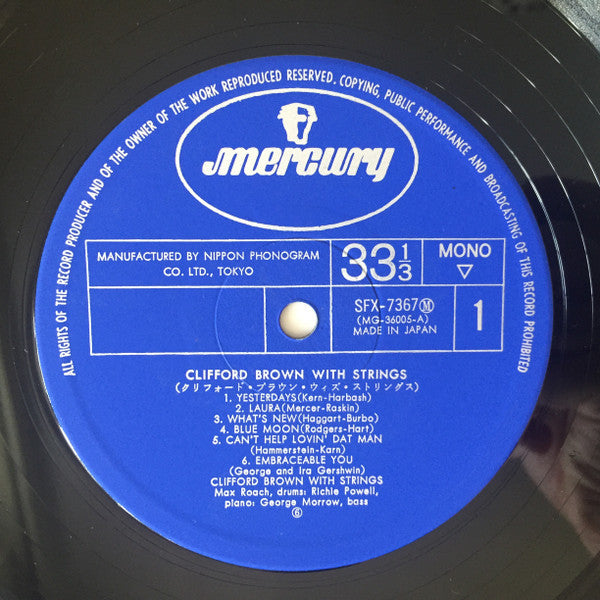 Clifford Brown - Clifford Brown With Strings (Vinyl, LP, Album, Mono) Very Good (VG) / Good Plus (G+)