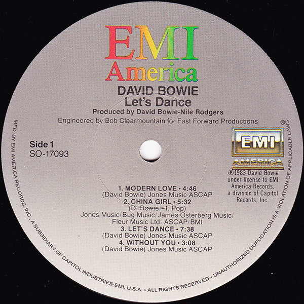 David Bowie - Let's Dance (Vinyl, LP, Album, Stereo) Very Good (VG) / Very Good (VG)