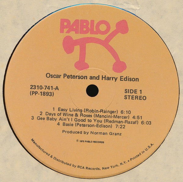 Oscar Peterson - Oscar Peterson & Harry Edison (Vinyl, LP, Album, Stereo) Very Good Plus (VG+) / Very Good (VG)
