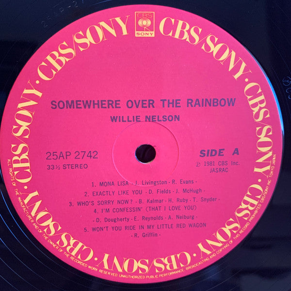 Willie Nelson - Somewhere Over The Rainbow (Vinyl, LP, Album, Stereo) Very Good Plus (VG+) / Very Good Plus (VG+)