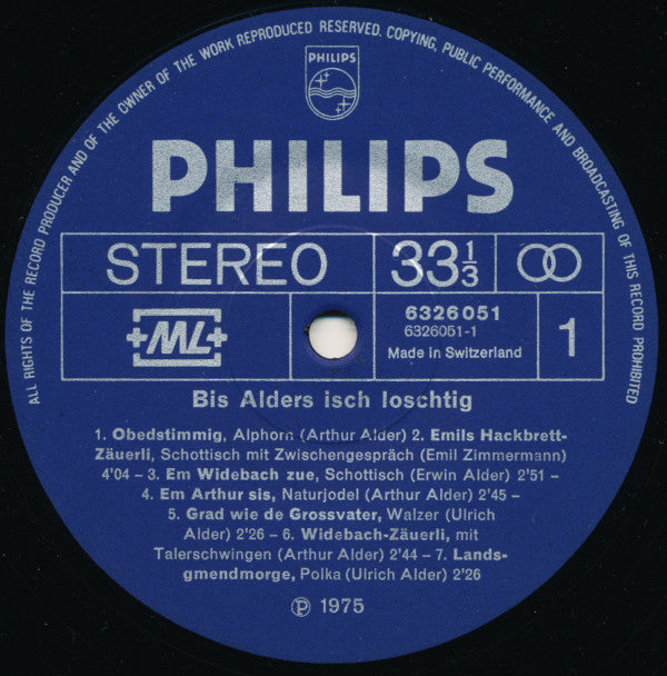Streichmusik Alder Urnäsch - Bis Alders Isch Loschtig (Vinyl, LP, Reissue, Repress) Very Good Plus (VG+) / Very Good (VG)