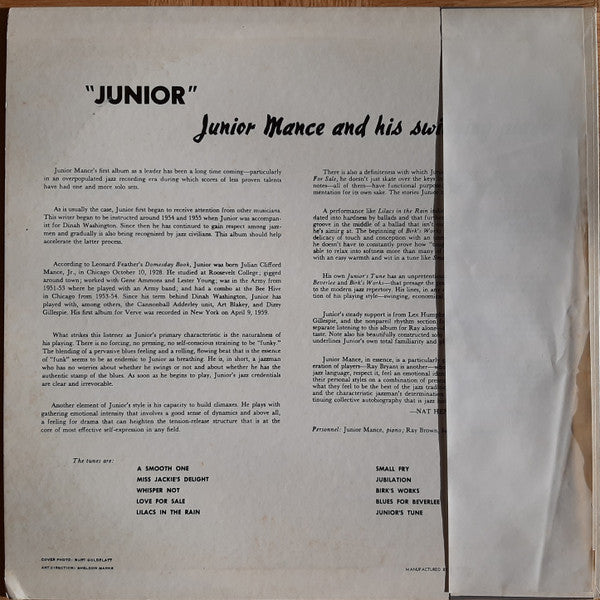 Junior Mance - Junior (Vinyl, LP, Album, Reissue, Stereo)