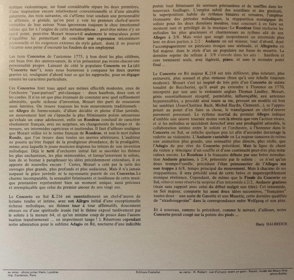 Wolfgang Amadeus Mozart - Deux Concertos Pour Violon (Vinyl, LP) Very Good Plus (VG+) / Very Good Plus (VG+)